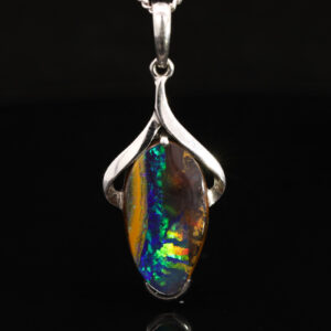 Sterling Silver Blue Green Yellow Orange Red Boulder Opal Pendant