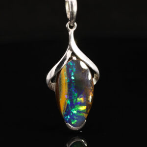 Sterling Silver Blue Green Yellow Orange Red Boulder Opal Pendant