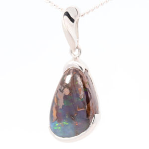 Sterling Silver Blue Green Yellow Orange Boulder Opal Pendant