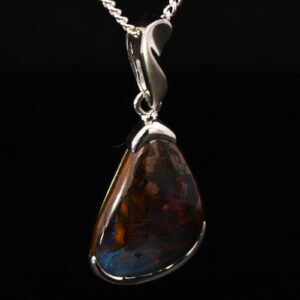 Sterling Silver Blue Green Yellow Orange Boulder Opal Pendant