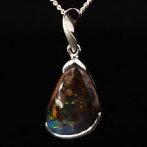 Sterling Silver Blue Green Yellow Orange Boulder Opal Pendant