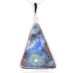 Sterling Silver Blue Green Purple Pink Boulder Opal Pendant