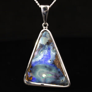 Sterling Silver Blue Green Purple Pink Boulder Opal Pendant