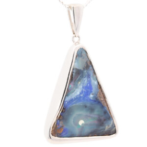 Sterling Silver Blue Green Purple Pink Boulder Opal Pendant