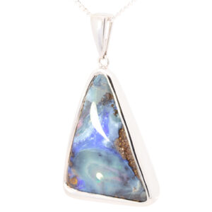 Sterling Silver Blue Green Purple Pink Boulder Opal Pendant