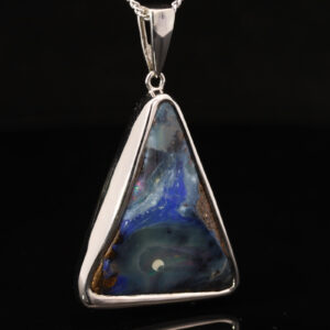 Sterling Silver Blue Green Purple Pink Boulder Opal Pendant