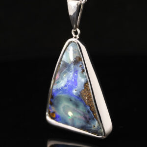 Sterling Silver Blue Green Purple Pink Boulder Opal Pendant