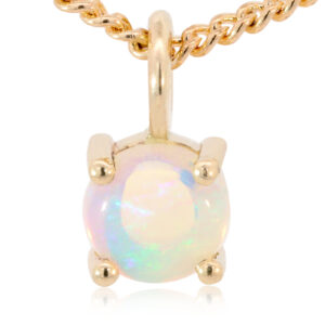 Custom Yellow Gold Blue Green Pink Crystal Opal Pendant