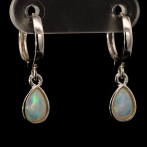 Sterling Silver Blue Green Pink Crystal Opal Earrings