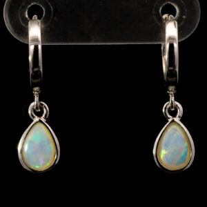 Sterling Silver Blue Green Pink Crystal Opal Earrings