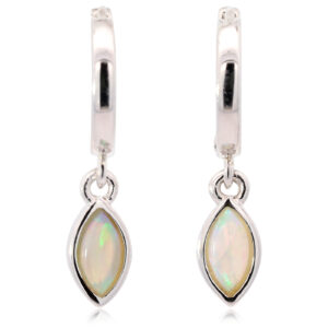 Sterling Silver Blue Green Solid Australian Crystal Opal Earrings