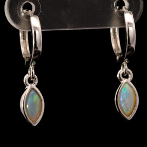 Sterling Silver Blue Green Crystal Opal Earrings