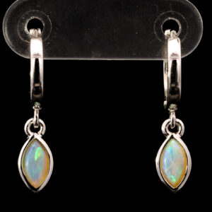 Sterling Silver Blue Green Crystal Opal Earrings