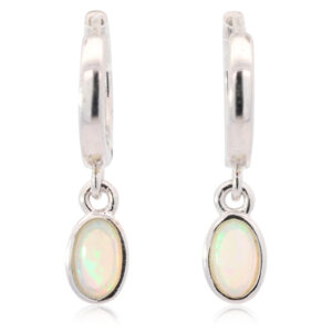 Sterling Silver Blue Green Crystal Opal Earrings