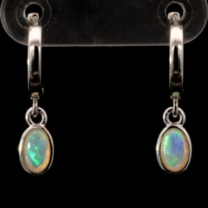 Sterling Silver Blue Green Crystal Opal Earrings