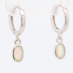 Sterling Silver Blue Green Crystal Opal Earrings