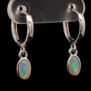 Sterling Silver Blue Green Crystal Opal Earrings