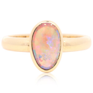 Yellow Gold Blue Green Orange Yellow Red Solid Australian Crystal Opal Engagement Ring