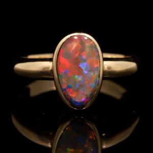 Yellow Gold Blue Green Orange Yellow Red Black Crystal Opal Ring