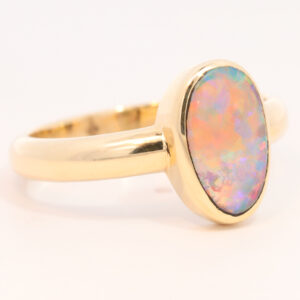 Yellow Gold Blue Green Orange Yellow Red Black Crystal Opal Ring