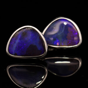 Sterling Silver Blue Purple Boulder Opal Earrings