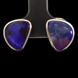 Sterling Silver Blue Purple Boulder Opal Earrings