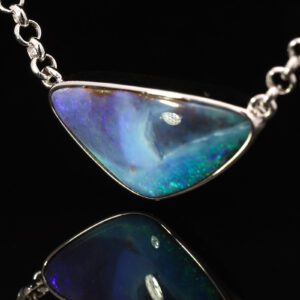 Sterling Silver Blue Green Purple Boulder Opal Necklace