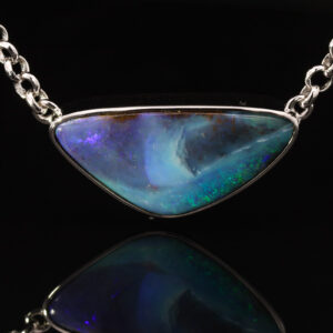 Sterling Silver Blue Green Purple Boulder Opal Necklace