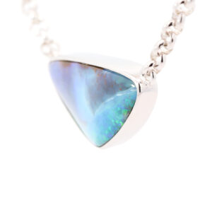 Sterling Silver Blue Green Purple Boulder Opal Necklace