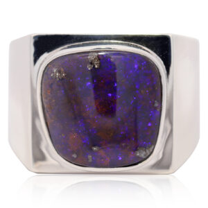 Men's Sterling Silver Blue Purple Boulder Opal Ring