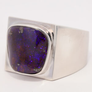 Men's Sterling Silver Blue Purple Boulder Opal Ring