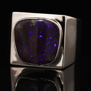 Men's Sterling Silver Blue Purple Boulder Opal Ring