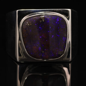 Men's Sterling Silver Blue Purple Boulder Opal Ring