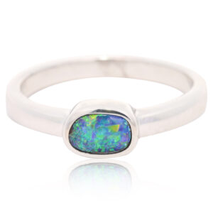 Sterling Silver Blue Green Yellow Orange Boulder Ring