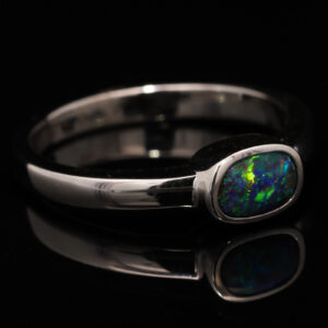 Sterling Silver Blue Green Yellow Orange Solid Australian Boulder Ring