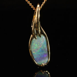 Yellow Gold Blue Green Purple Pink Boulder Opal Pendant