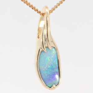 Yellow Gold Blue Green Purple Pink Boulder Opal Pendant