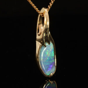 Yellow Gold Blue Green Purple Pink Boulder Opal Pendant