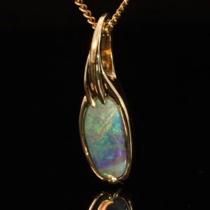 Yellow Gold Blue Green Purple Pink Boulder Opal Pendant