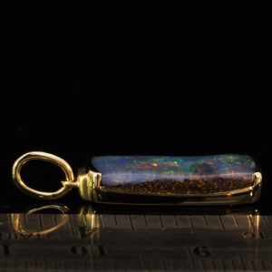 Yellow Gold Blue Green Yellow Orange Red Purple Boulder Opal Pendant