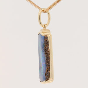 Yellow Gold Blue Green Yellow Orange Red Purple Boulder Opal Pendant