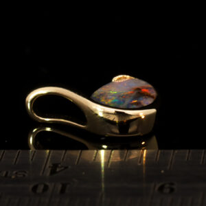 Yellow Gold Blue Green Yellow Orange Red Boulder Opal Pendant