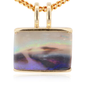 Yellow Gold Blue Green Yellow Purple Black Opal Pendant