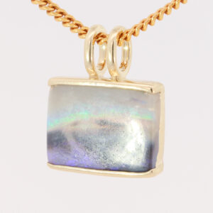 Yellow Gold Blue Green Yellow Purple Black Opal Pendant