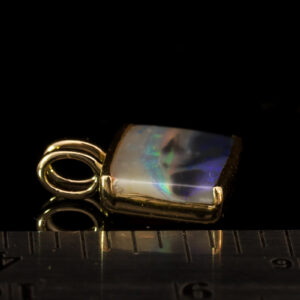 Yellow Gold Blue Green Yellow Purple Black Opal Pendant