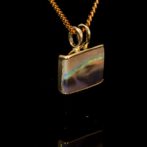 Yellow Gold Blue Green Yellow Purple Black Opal Pendant