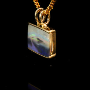 Yellow Gold Blue Green Yellow Purple Black Opal Pendant