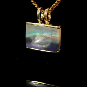 Yellow Gold Blue Green Yellow Purple Black Opal Pendant