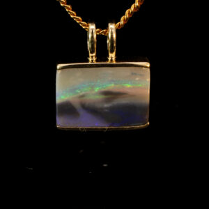 Yellow Gold Blue Green Yellow Purple Black Opal Pendant