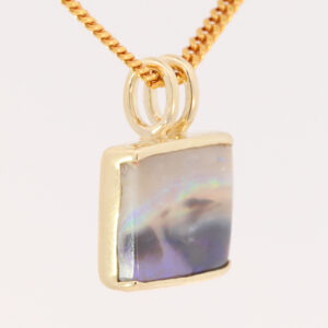 Yellow Gold Blue Green Yellow Purple Black Opal Pendant